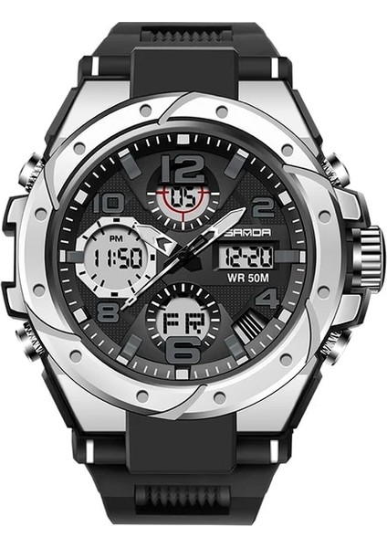 6008 Siyah Gümüş Üst Marka Lüks Erkek Spor Izle Dijital LED Elektronik G Tarzı Kuvars Saatı Su Geçirmez Yüzme Şok Askeri Spor (Yurt Dışından)