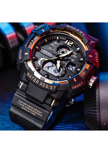 6008 Siyah Gümüş Üst Marka Lüks Erkek Spor Izle Dijital LED Elektronik G Tarzı Kuvars Saatı Su Geçirmez Yüzme Şok Askeri Spor (Yurt Dışından) fiyatları