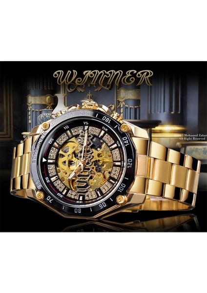 GMT1181-6 Kazanan Erkekler Steampunk Moda Altın Açık Çalışma Şeffaf Erkekler Otomatik Kol Saati Mekanik Üst Marka Lüks Aydınlık (Yurt Dışından) modelleri