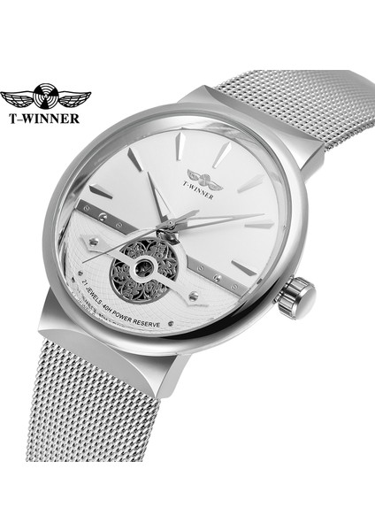 Altın-Beyaz Moda Kazanan Erkekler Otomatik Mekanik Saat Lüks Su Geçirmez Spor Aydınlık Saat Erkekler Örgü Çelik Kalınlığı Durumda Kol Saatleri (Yurt Dışından) fiyatları