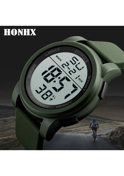 Yeşil Erkekler Açık Izle Lüks Analog Dijital Askeri Spor LED Su Geçirmez Kol Saati Koşu Elektronik Sadelik Yuvarlak Saat (Yurt Dışından)
