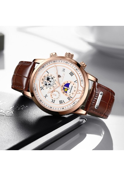 Rose Glod Siyah Lıge 2022 Yeni Moda Tarihi Kuvars Erkek Saatler Üst Marka Lüks Erkek Saat Chronograph Spor Erkek Kol Saati Relogio Masculino (Yurt Dışından) modelleri