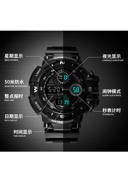 02 Moda Askeri Dijital Saat Erkek Spor Için Su Geçirmez Açık Kronograf El Saati G Elektronik Şok Yaratıcı Kol Saati (Yurt Dışından) indirimleri