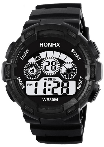 Siyah Erkek Askeri Ordu Saati Spor LED Elektronik Saat Erkekler Için Spor Çalar Saat Çok Fonksiyonlu Kol Saati Saat Montre Homme (Yurt Dışından)