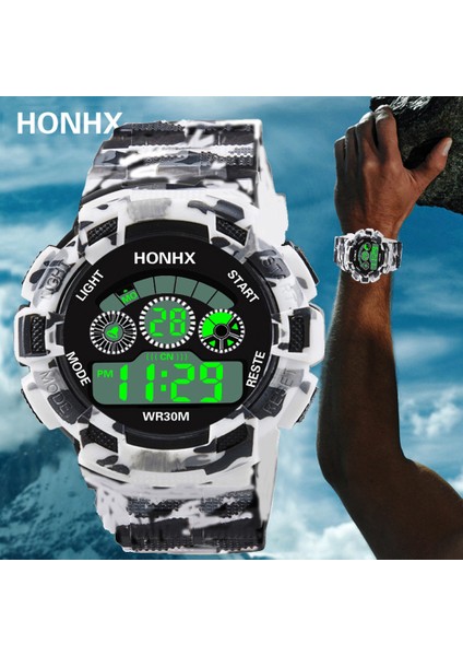 Siyah Erkek Askeri Ordu Saati Spor LED Elektronik Saat Erkekler Için Spor Çalar Saat Çok Fonksiyonlu Kol Saati Saat Montre Homme (Yurt Dışından)