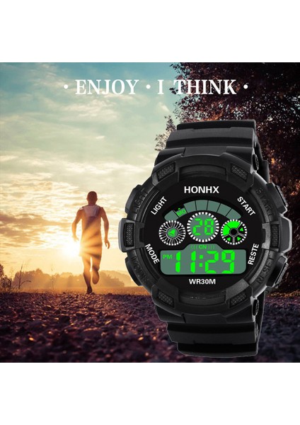 Siyah Erkek Askeri Ordu Saati Spor LED Elektronik Saat Erkekler Için Spor Çalar Saat Çok Fonksiyonlu Kol Saati Saat Montre Homme (Yurt Dışından)