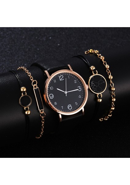 Kırmızı 5 Adet Set Izle Kadınlar Için Lüks Deri Analog Bayanlar Kuvars Kol Saati Üst Stil Moda Bilezik Saat Seti Relogio Feminino (Yurt Dışından)