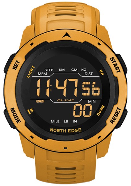 Sarı Chrono Erkekler Izle Vintage Askeri Saatler 50 M Su Geçirmez Kol Saati Üst Marka Orijinal Pu Bant Rahat Spor Tarzı Dijital Saat (Yurt Dışından)