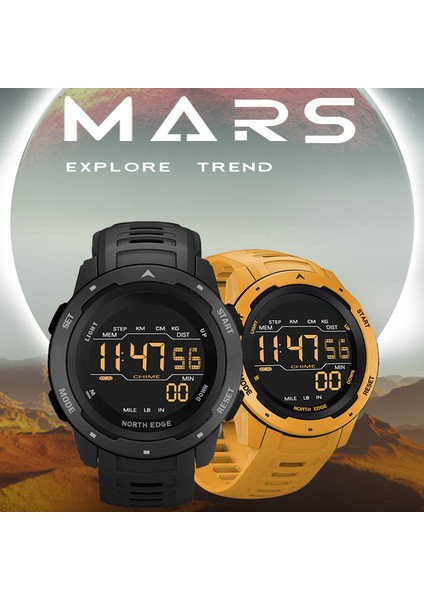 Sarı Chrono Erkekler Izle Vintage Askeri Saatler 50 M Su Geçirmez Kol Saati Üst Marka Orijinal Pu Bant Rahat Spor Tarzı Dijital Saat (Yurt Dışından)