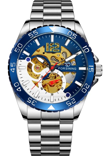 04 Forsınıng Mekanik Saat Basit Moda Stil Tırnak Ölçeği Mekanik Saat Dişli Yuvarlak Çelik Bant Izle Alaşım Izle (Yurt Dışından) fırsatları