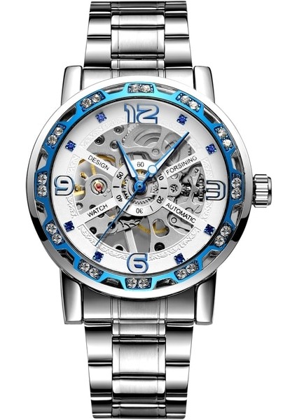 07 Forsınıng Avrupa ve Amerikan Basit Rüzgar Aydınlık Mekanik Saat Içi Boş Yuvarlak Siyah Çelik Şerit Izle Erkek Mekanik Saat (Yurt Dışından)