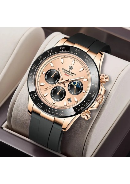 Siyah Gül Altın Lıge Erkek Saatler Üst Marka Lüks Adam Izle Spor Chronograph Izle Adam Için Altın Paslanmaz Su Geçirmez Erkek Kol Saati Saat (Yurt Dışından)