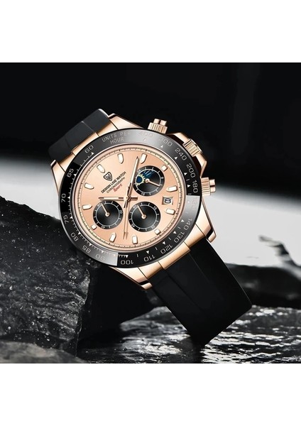 Siyah Gül Altın Lıge Erkek Saatler Üst Marka Lüks Adam Izle Spor Chronograph Izle Adam Için Altın Paslanmaz Su Geçirmez Erkek Kol Saati Saat (Yurt Dışından)