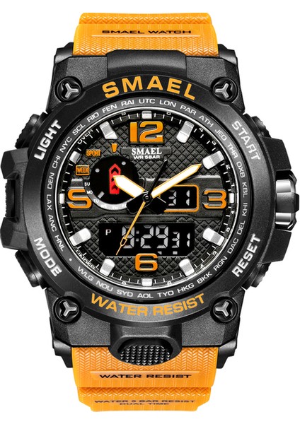 Turuncu Smael Marka Erkek Saati, 1545D Adam Kamuflaj Askeri Spor Saatleri, Şoka Dayanıklı Çalar Saat Reloj Hombre (Yurt Dışından)