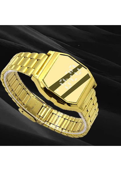 Altın Tarafı Yeni Elektronik Dijital Saat Çok Fonksiyonlu Moda Izle Rahat Kol Saati Kadın Erkek Için (Yurt Dışından)