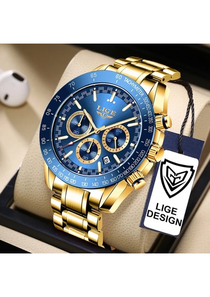 Erkekler Için Çelik Gül Goldblue Lıge Izle Üst Marka Aydınlık Spor Paslanmaz Çelik Chronograph Erkek Saatler 2023 Lüks Altın Kuvars Kol Saatleri + Kutu (Yurt Dışından) fiyatları