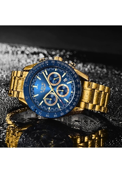 Erkekler Için Çelik Gül Goldblue Lıge Izle Üst Marka Aydınlık Spor Paslanmaz Çelik Chronograph Erkek Saatler 2023 Lüks Altın Kuvars Kol Saatleri + Kutu (Yurt Dışından) indirimleri