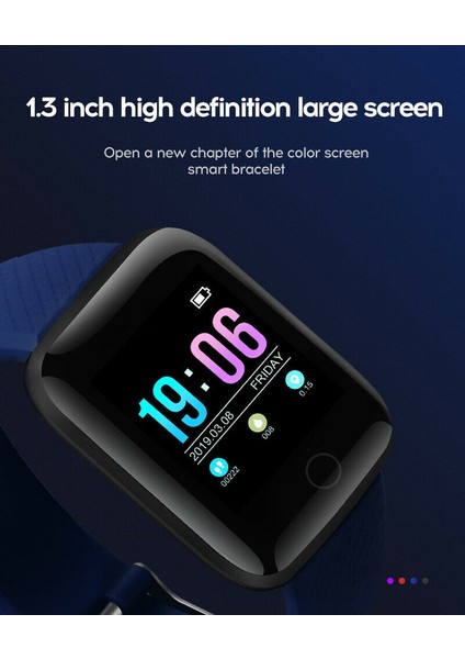 Mavi Kırmızı 116 Artı Akıllı Izle Kadın Su Geçirmez Ekran Dokunmatik Operasyon Kalp Hızı Tracker Android Ios Için Erkek Moda Kardiyo Bileklik (Yurt Dışından)