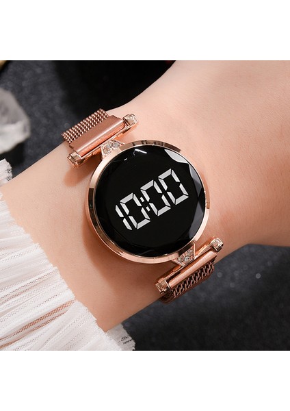 5 Adet Gümüş 5 Adet Set Bilezik Izle Kadınlar Lüks Dijital Mıknatıs Gül Altın Paslanmaz Çelik LED Kuvars Saatler Relogio Feminino Dropshipping (Yurt Dışından)