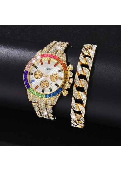 B Gül Altın Lvpai Marka Izle Bilezik Seti Lüks Kadın Erkek Bayanlar Casual Kadın Kristal Saatler Erkekler Elmas Moda Izle Relogio Feminino (Yurt Dışından) fiyatları