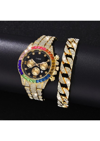 B Gül Altın Lvpai Marka Izle Bilezik Seti Lüks Kadın Erkek Bayanlar Casual Kadın Kristal Saatler Erkekler Elmas Moda Izle Relogio Feminino (Yurt Dışından) modelleri