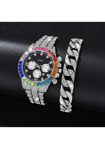 B Gül Altın Lvpai Marka Izle Bilezik Seti Lüks Kadın Erkek Bayanlar Casual Kadın Kristal Saatler Erkekler Elmas Moda Izle Relogio Feminino (Yurt Dışından) indirimleri