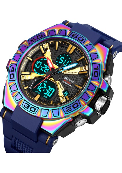 S8026 Altın Yeni Stryve Marka Spor Relojs Sıcak Erkek Dijital-Analog Çift Hareketi Aydınlık Takvim 5ATM Su Geçirmez Saatler S8025 S8026 (Yurt Dışından) fiyatları