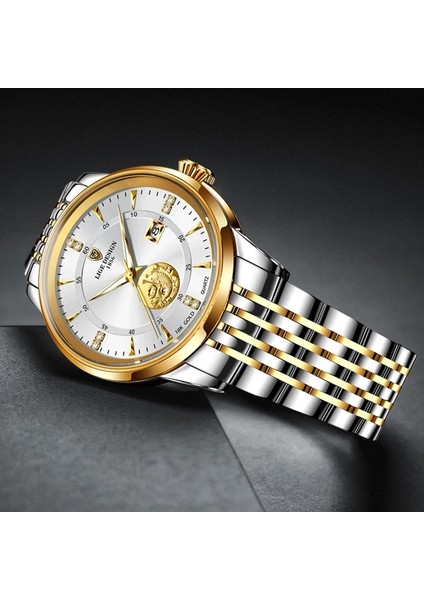 Çelik Altın Mavi Lıge Iş Erkekler Saatler Takvim Üst Marka Lüks Paslanmaz Çelik 30 M Su Geçirmez Kuvars Kol Saati Erkekler Için Relogios Masculinos (Yurt Dışından) modelleri