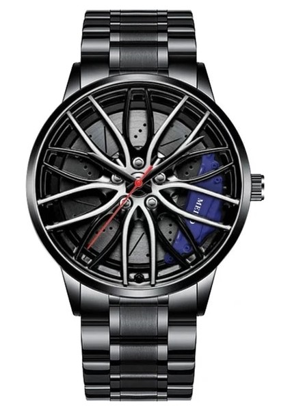Mavi Erkek Lüks Saatler Spor Araba Saatler 3D Spor Jant Tekerlek Göbeği Kol Saati Araba Kuvars Erkek Saatler Yaratıcı Relogio Masculino (Yurt Dışından)