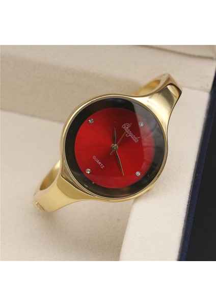 Altın Kırmızı Lüks Marka Gümüş Kadın Kol Saati Kadın Saatler Elbise Bilezik Izle Kadın Kuvars Saatler Kadın Moda Saat Bayanlar Izle (Yurt Dışından)