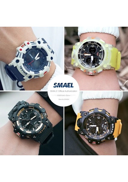 Siyah Smael Dijital Saat Erkekler Için Askeri Spor Kronograf Kuvars Saatler Mavi Su Geçirmez Kronometre Relogio Masculino Часы Мужски (Yurt Dışından) indirimleri