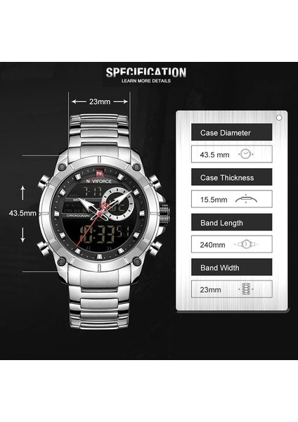 Kahve Relogio Masculino Navıforce Üst Marka Erkek Saatler Moda Lüks Kuvars Izle Erkek Askeri Chronograph Spor Kol Saati Saat (Yurt Dışından)