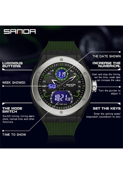 Kırmızı Sanda Erkek Spor Askeri Saatler 5ATM Su Geçirmez Kuvars Kol Saati Erkek Kronometre Otomatik Tarih Izle Erkekler Için Relogio Masculino (Yurt Dışından) fiyatları