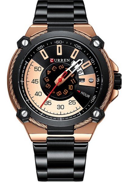 Gül Altın Siyah Yenı Curren Erkek Saatler En Lüks Marka Erkekler Su Geçirmez Kuvars Bilek Izle Paslanmaz Çelik Otomatik Tarih Erkek Saat Spor Saat (Yurt Dışından)