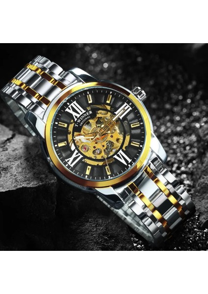 Gümüş-Sıyah Kazanan Altın Mekanik Izle Erkekler Otomatik Paslanmaz Çelik Kayış Klasik Iş Erkek Saatleri Üst Marka Lüks Montre (Yurt Dışından) modelleri