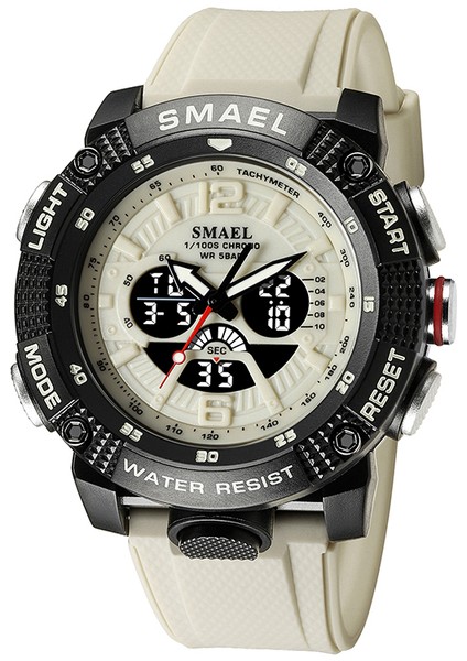 Hakı Spor Saatler Su Geçirmez Smael Erkek Saat Dijital LED Ekran Kuvars Analog Kronometre Moda Yeşil Turuncu Saat 8058 Erkek Izle (Yurt Dışından)