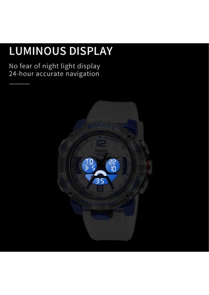 Hakı Spor Saatler Su Geçirmez Smael Erkek Saat Dijital LED Ekran Kuvars Analog Kronometre Moda Yeşil Turuncu Saat 8058 Erkek Izle (Yurt Dışından)