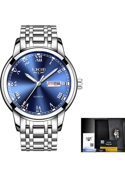 Gümüş Mavi Lıge Japonya Kuvars Kadın Saati Moda Kadın Kol Saati Isviçre Lüks Marka Reloj Mujer Su Geçirmez Kadın Bilezik Izle (Yurt Dışından)