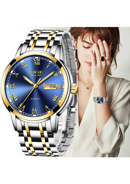 Gümüş Mavi Lıge Japonya Kuvars Kadın Saati Moda Kadın Kol Saati Isviçre Lüks Marka Reloj Mujer Su Geçirmez Kadın Bilezik Izle (Yurt Dışından) fiyatları