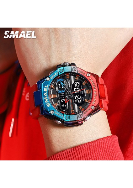 Kırmızı Mavi Smael Ikili Zaman Kırmızı Dijital Izle Erkekler Askeri Spor Chronograph Kuvars Elektronik Kol Saati Tarih Haftası Su Geçirmez 8066 (Yurt Dışından) fırsatları