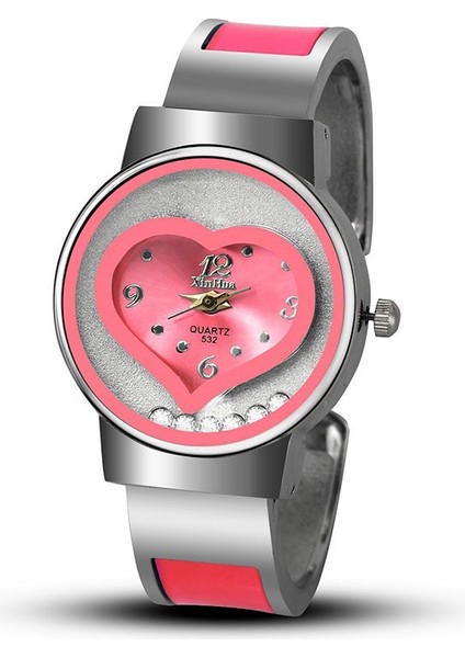 Siyah Uthaı CE80 Bayanlar Kalp Şeklinde Açık Bilezikli Saat Gündelik Sevimli Bayanlar Kuvars Saat (Yurt Dışından) modelleri