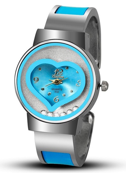 Siyah Uthaı CE80 Bayanlar Kalp Şeklinde Açık Bilezikli Saat Gündelik Sevimli Bayanlar Kuvars Saat (Yurt Dışından) fırsatları