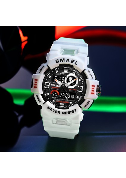 Siyah Mor Smael Spor Saatler Erkekler Için Dijital LED Çift Ekran Su Geçirmez Askeri Kol Saati Öğrenci Kronometre Alarm Kuvars Saat Erkek (Yurt Dışından)