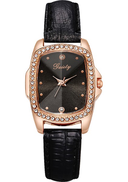 Altın Beyaz 5 Adet Gaiety Marka Lüks Moda Bilezik Saat Seti Kadın Deri Band Kuvars Kol Saati Saatler Bayanlar Siyah Saat Reloj Mujer (Yurt Dışından)