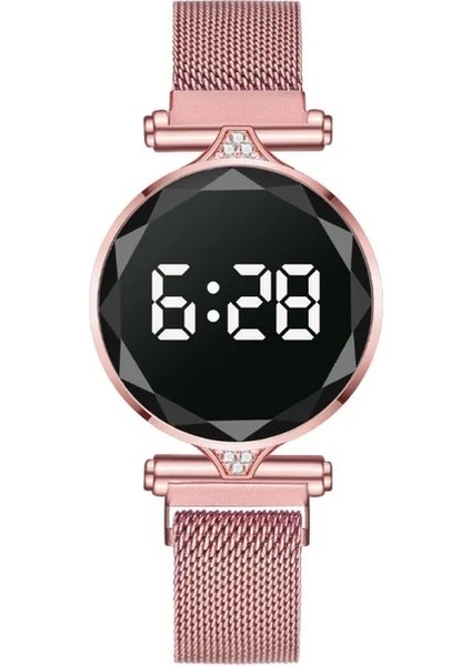 Gül 2021 Yeni Moda Kadın Manyetik Kuvars Kol Saati Gül Altın LED Dijital Bilezik Izle Quartz Saat Hediye Reloj Mujer Montre (Yurt Dışından) modelleri