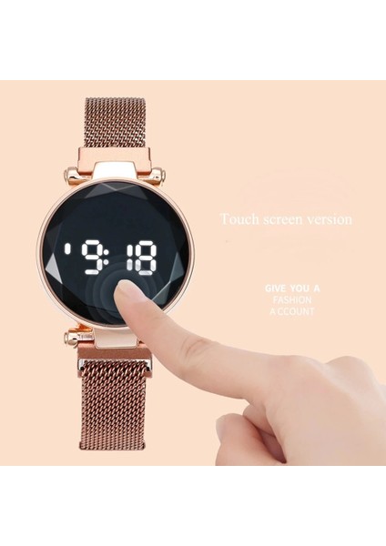 Gül 2021 Yeni Moda Kadın Manyetik Kuvars Kol Saati Gül Altın LED Dijital Bilezik Izle Quartz Saat Hediye Reloj Mujer Montre (Yurt Dışından) fırsatları