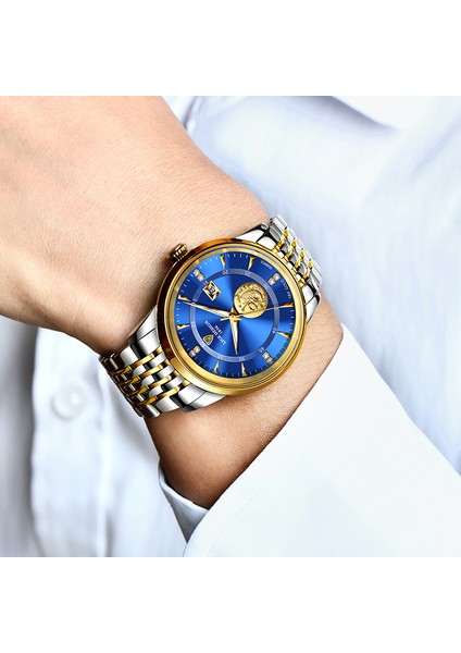 Çelik Mavi Lıge Moda Ultra Ince Erkek Saatler Takvim Paslanmaz Çelik Lüks Su Geçirmez Kuvars Kol Saati Erkekler Saat Relogio Masculino (Yurt Dışından) indirimleri