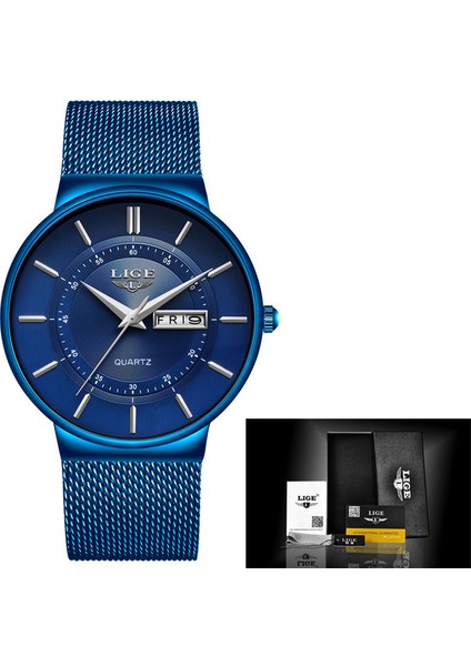 Tüm Mavi Relogio Masculino 2023 Lıge Yeni Erkek Saatler Üst Marka Lüks Ultra Ince Kuvars Izle Erkekler Çelik Hasır Kayış Su Geçirmez Altın Izle (Yurt Dışından)