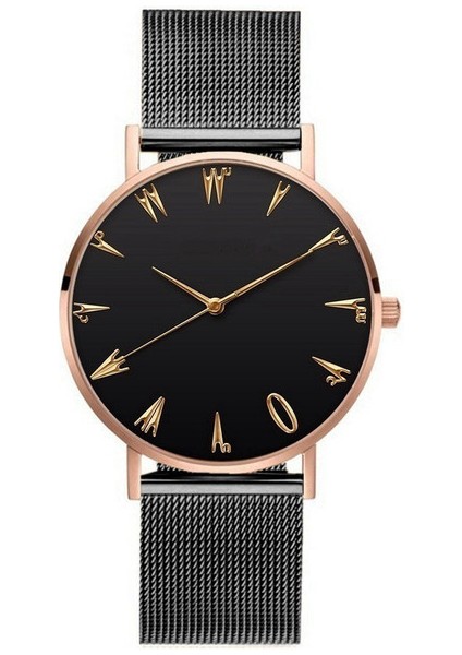 Siyah Gül Altın Lüks Gül Altın Izle Kadın Bilezik Saatler Üst Marka Bayanlar Casual Kuvars Izle Çelik Kadın Kol Saati Montre Femme Relogio (Yurt Dışından)