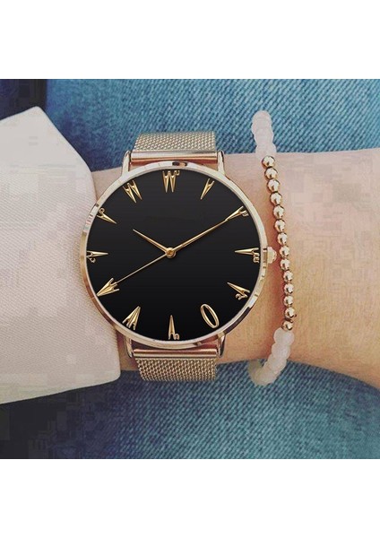 Siyah Gül Altın Lüks Gül Altın Izle Kadın Bilezik Saatler Üst Marka Bayanlar Casual Kuvars Izle Çelik Kadın Kol Saati Montre Femme Relogio (Yurt Dışından) indirimleri